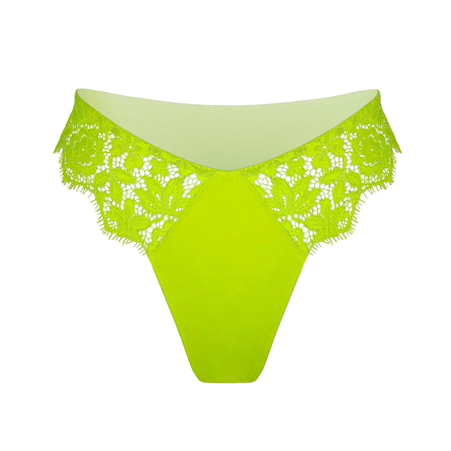 Green lace cheeky panty with scooped waist and soft microfiber lining