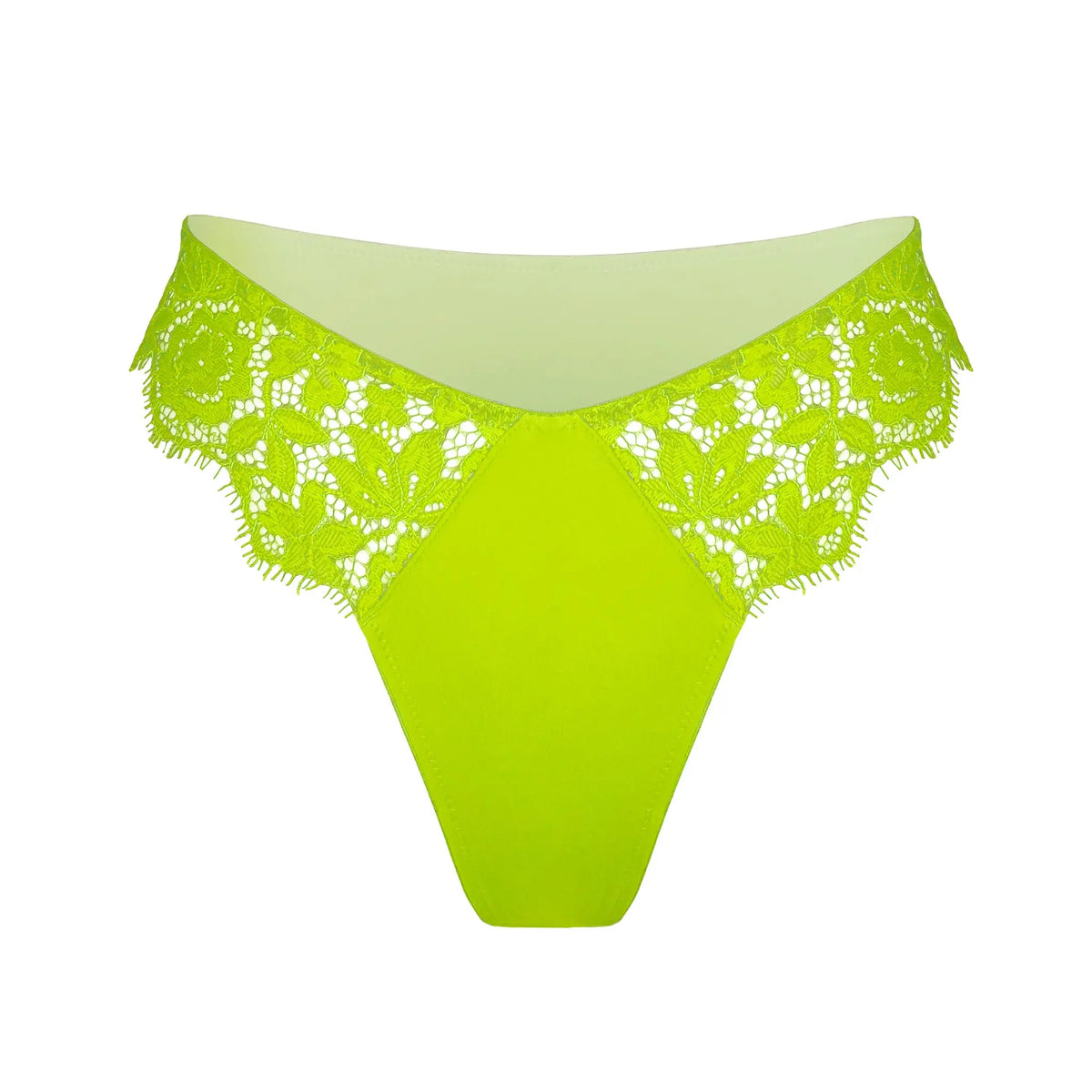 Green lace cheeky panty with scooped waist and soft microfiber lining