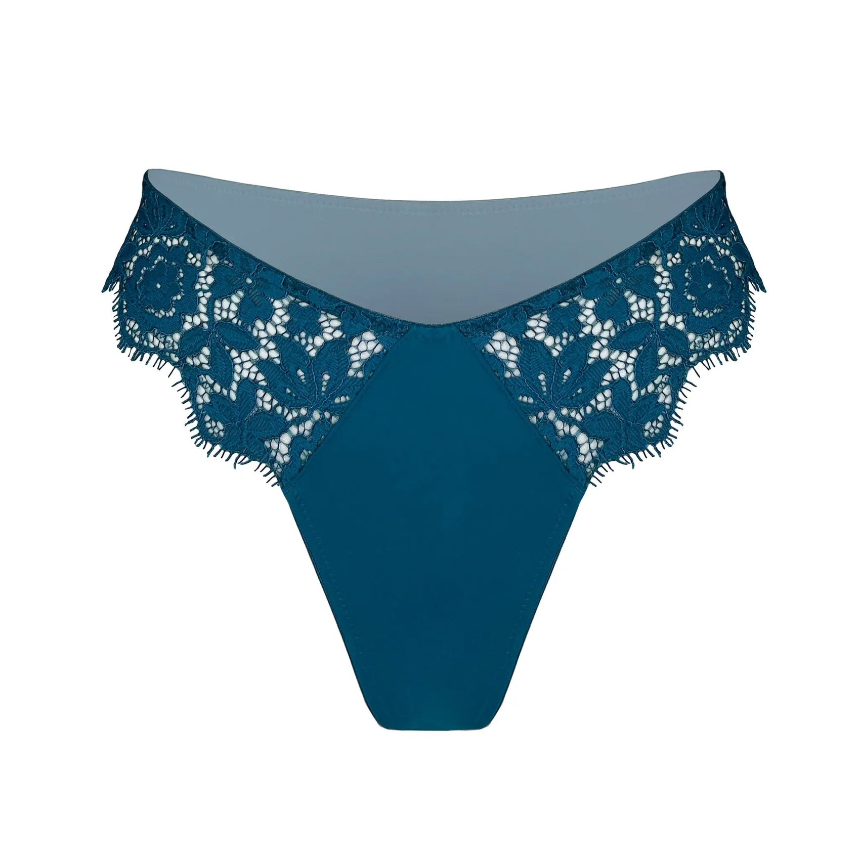 Blue lace high leg cheeky panty