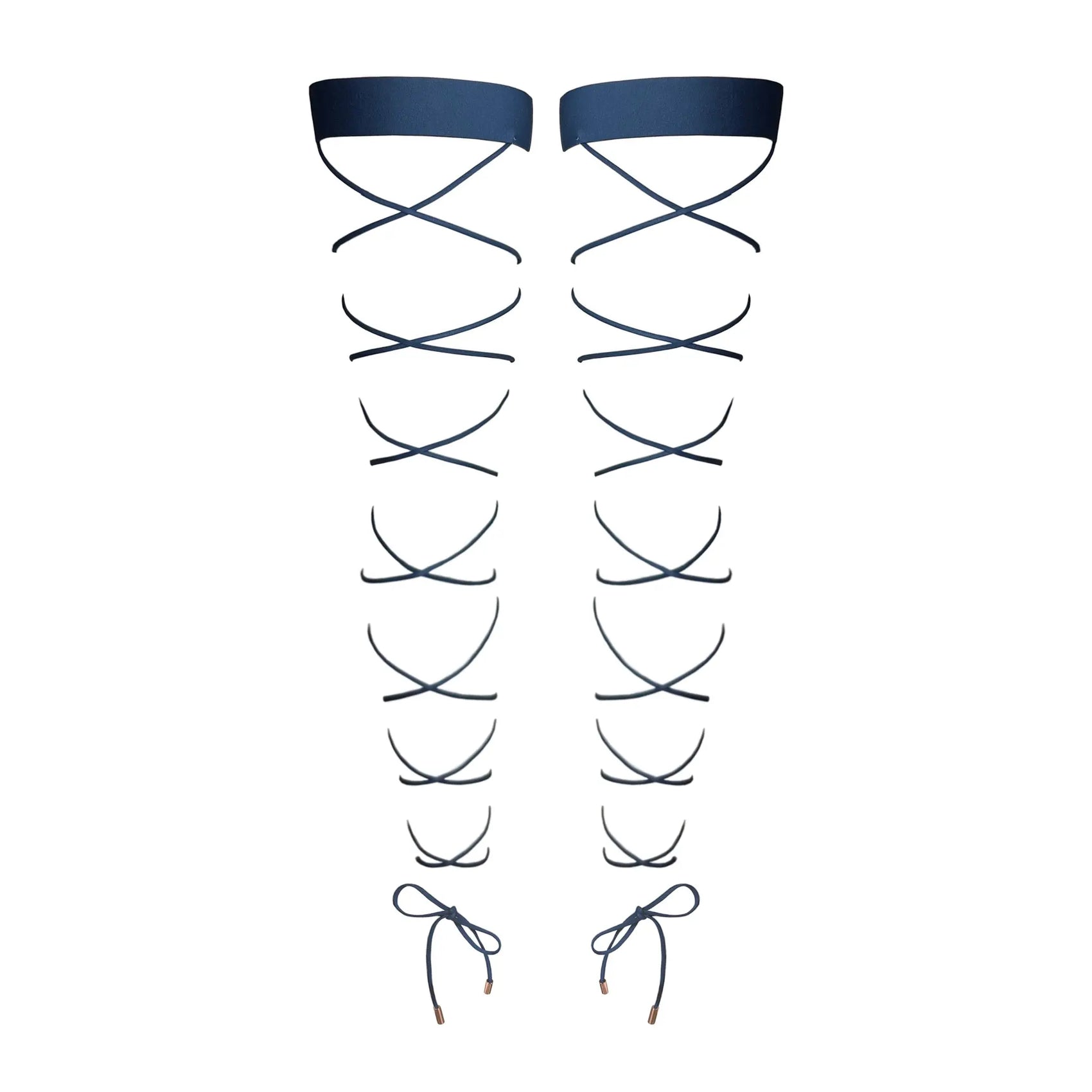 Crisscross Stay Up Dark Denim Blue - Monique Morin Lingerie