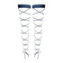 Blue soft touch wide elastic band, lace up along leg, silicon dots keep bands in place