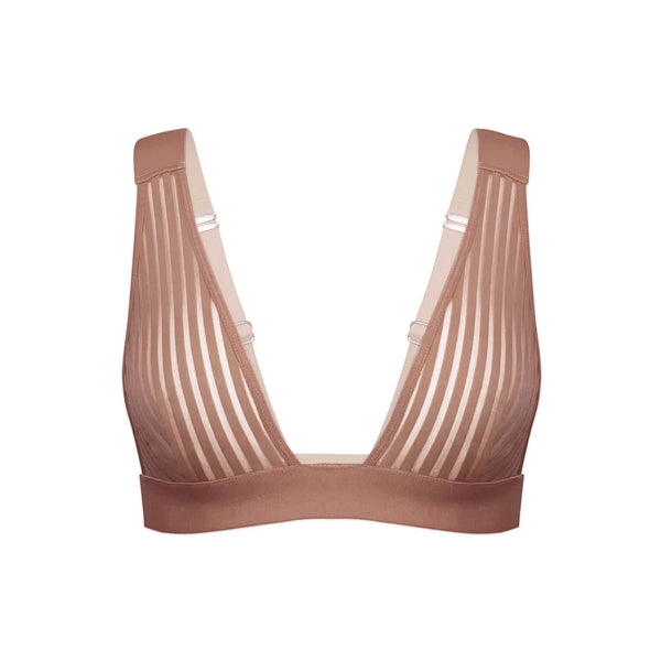 Vertigo V Neck Bralette Mushroom Pre-Order - Monique Morin Lingerie