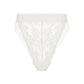 White stretch lace hi-leg panty with back cut-out and wide elastic band