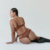 Product thumbnail Wild Lace Long Line Bra Salted Caramel - Monique Morin Model 5'11