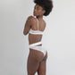 White stretch lace hi-leg panty with back cut-out and wide elastic band