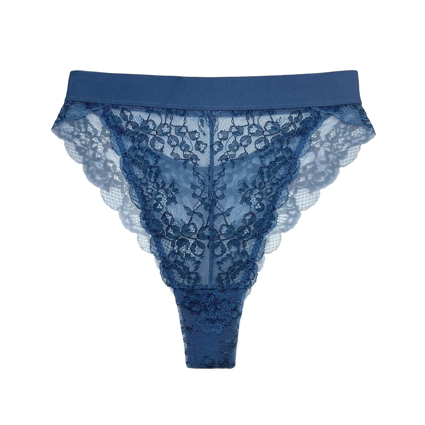 Wild Lace Hi Leg Dark Denim Blue - Monique Morin Lingerie