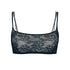 Black stretch lace bralette with adjustable straps, pull-over style