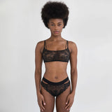 Product thumbnail Wild Remix Bralette Black - Monique Morin Model 5’8’’ 34B wearing size S
