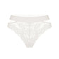 White stretch lace cheeky panty with side cut-outs and wide elastic bands