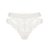 White stretch lace cheeky panty with side cut-outs and wide elastic bands