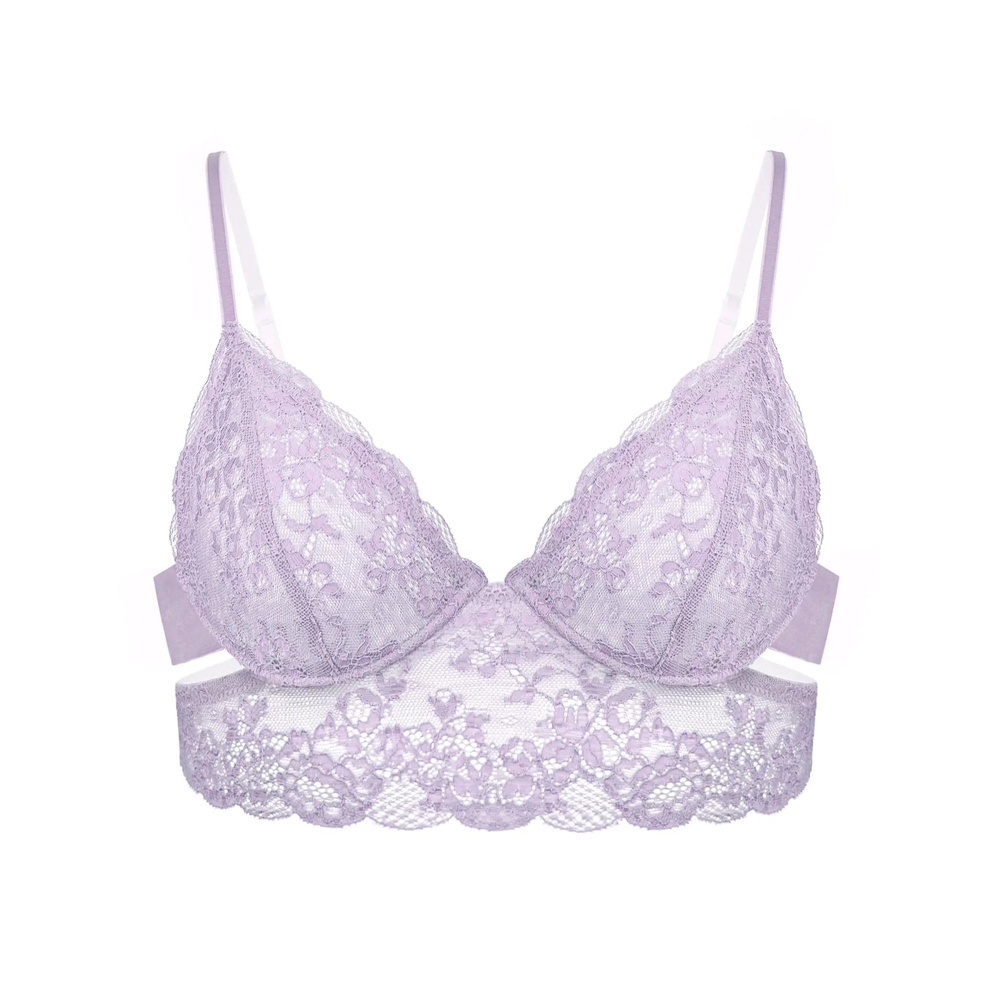 Wild Lace Long Line Bra Lilac Hint - Monique Morin Lingerie