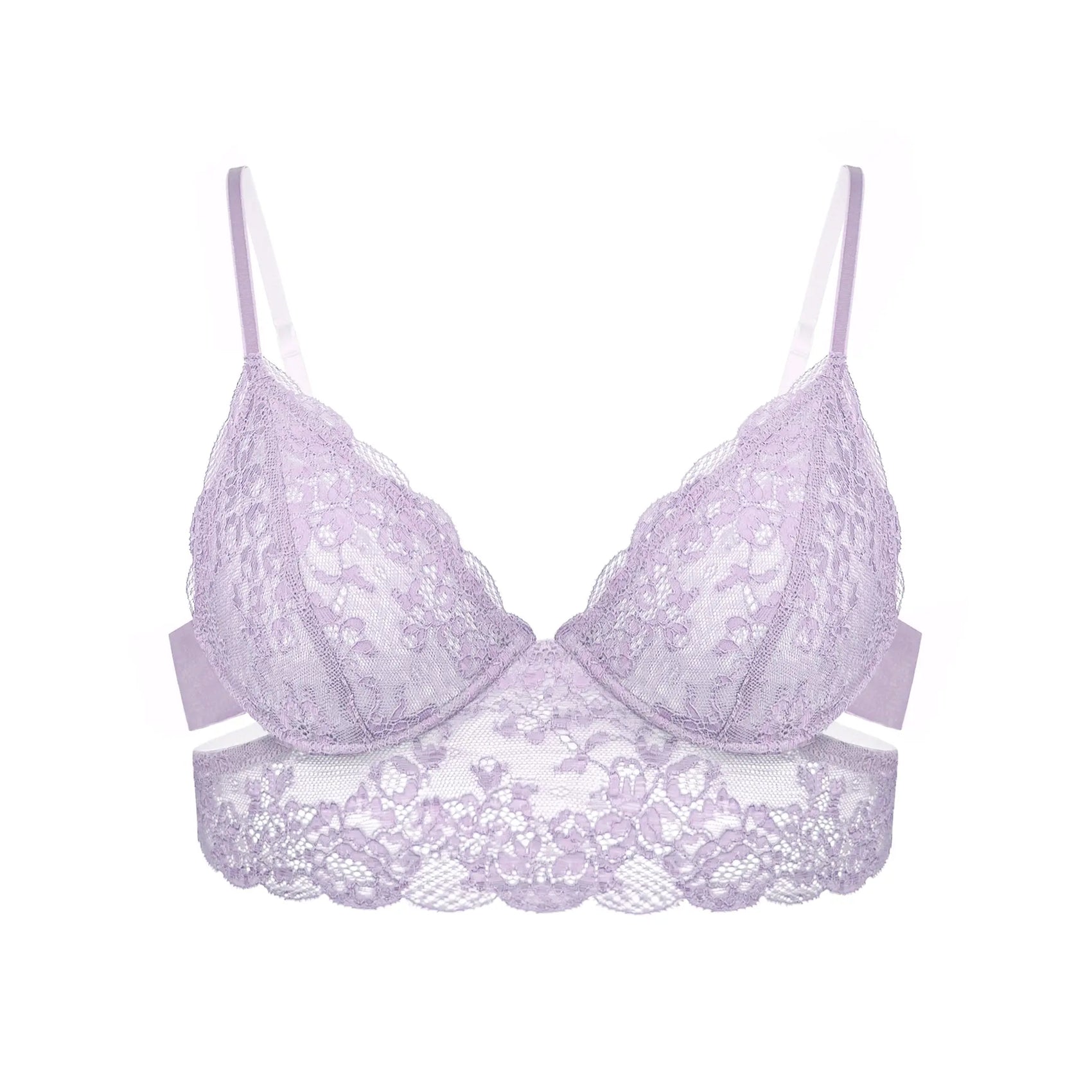Wild Lace Long Line Bra Lilac Hint - Monique Morin Lingerie