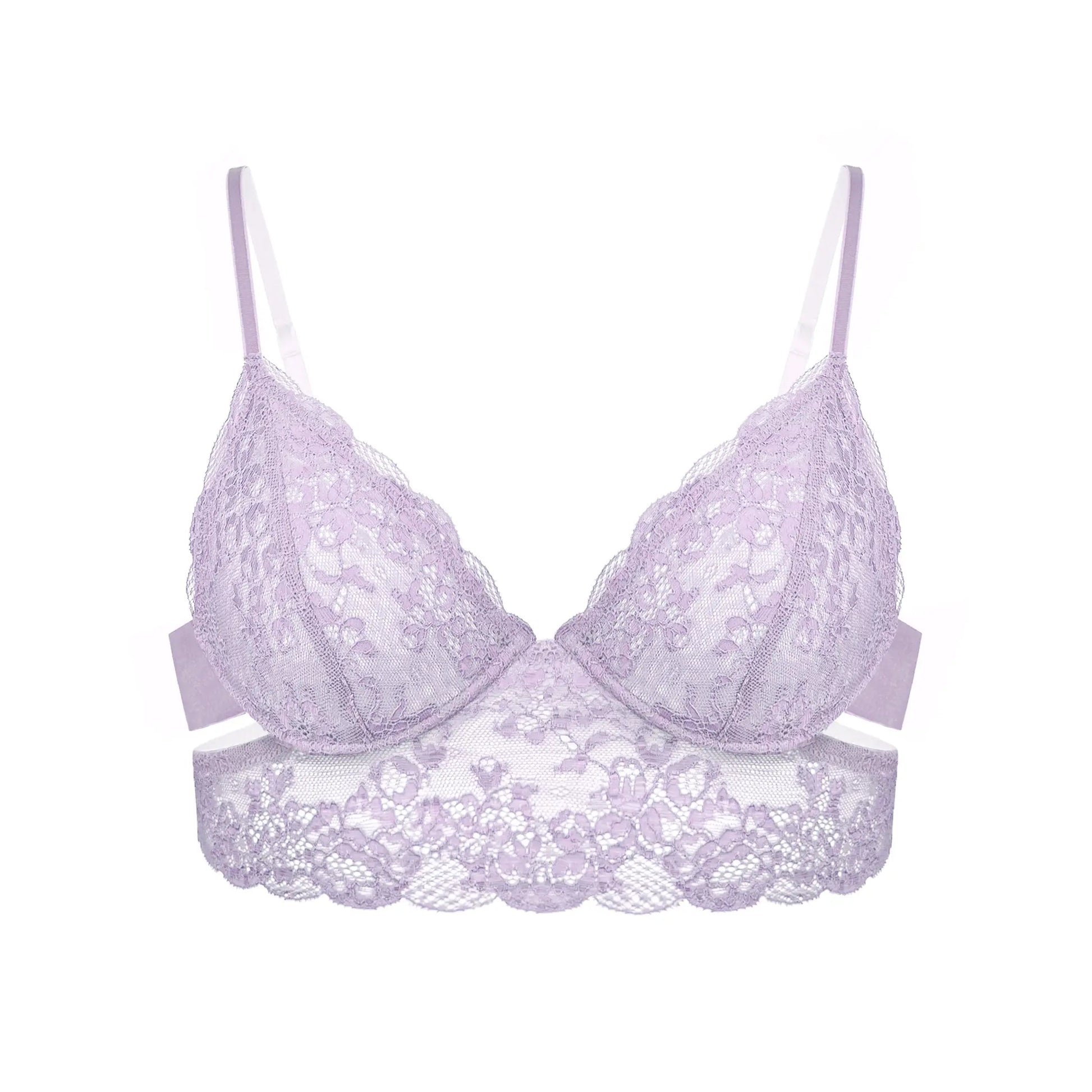 Wild Lace Long Line Bra Lilac Hint - Monique Morin Lingerie