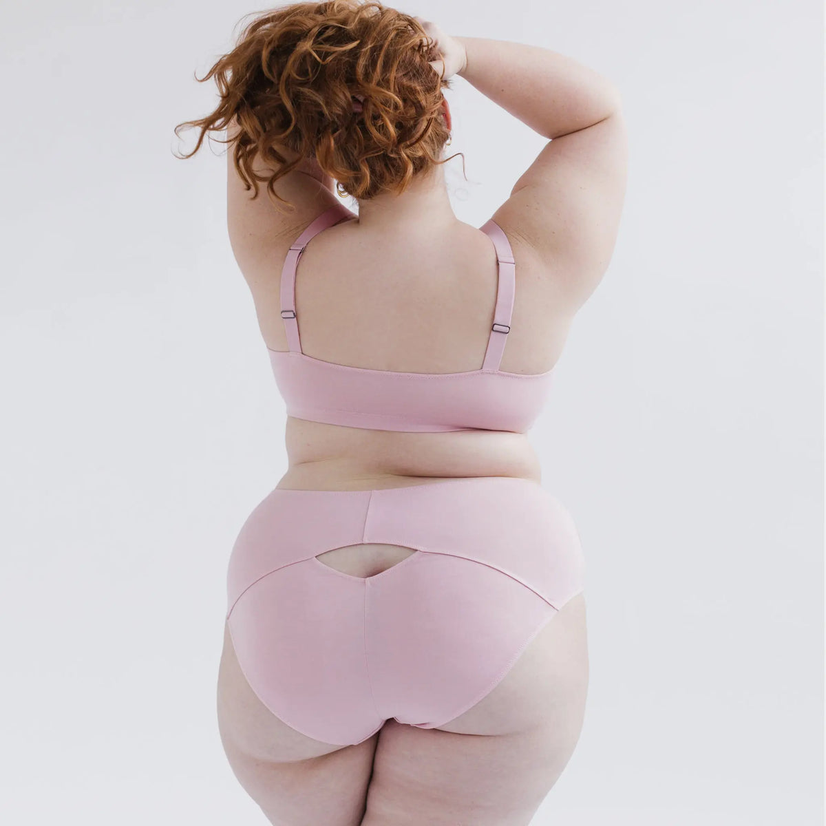 Caress Brief Fleur Pink - Monique Morin Model 5'7" 51" hip wearing size 2X