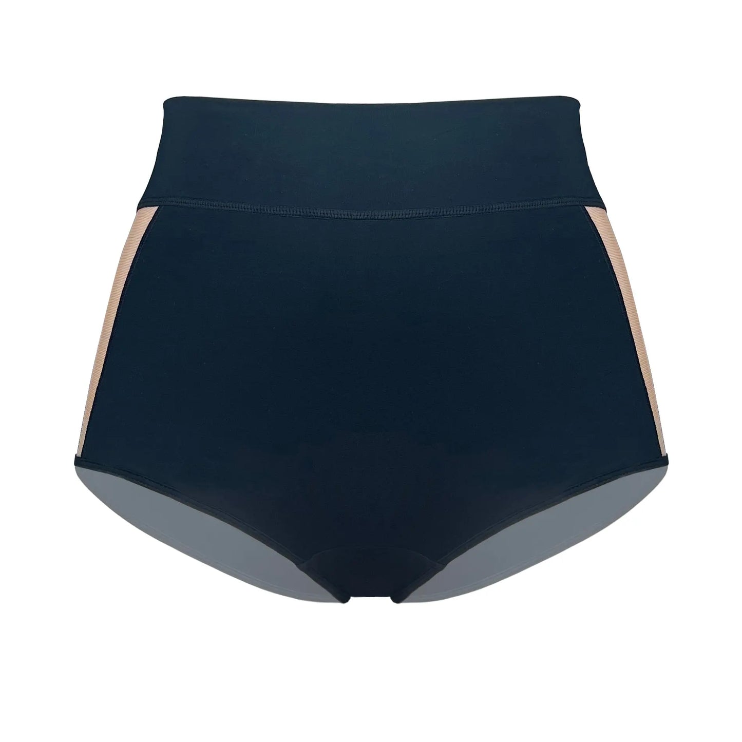 Black modal high waisted shorty brief with cutout illusion mesh panels