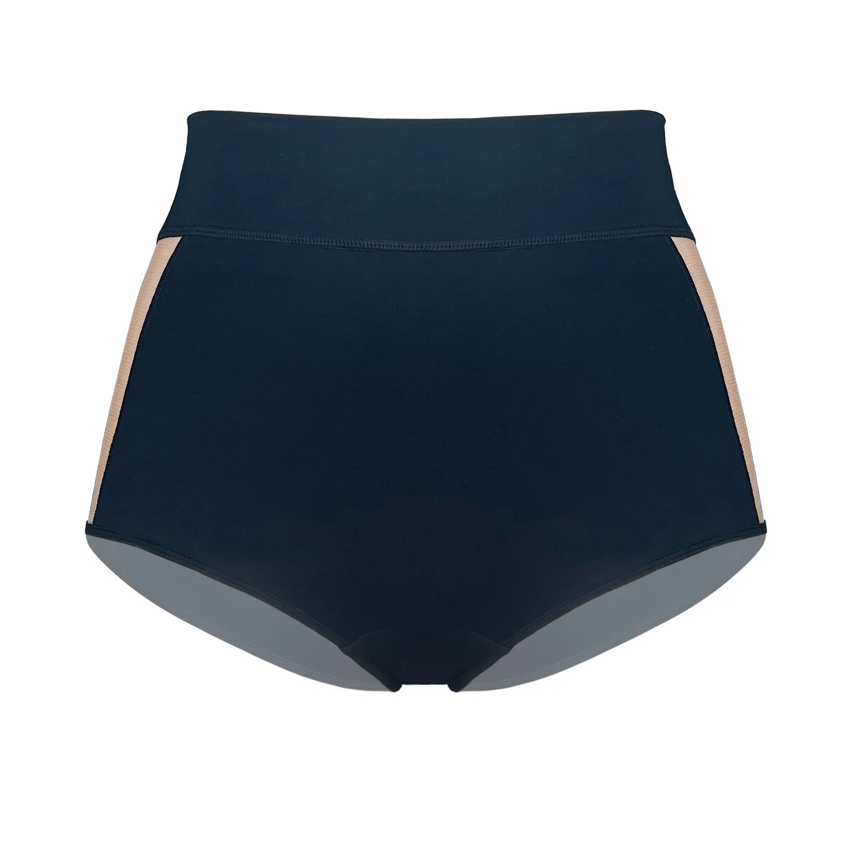 Black modal high waisted shorty brief with cutout illusion mesh panels