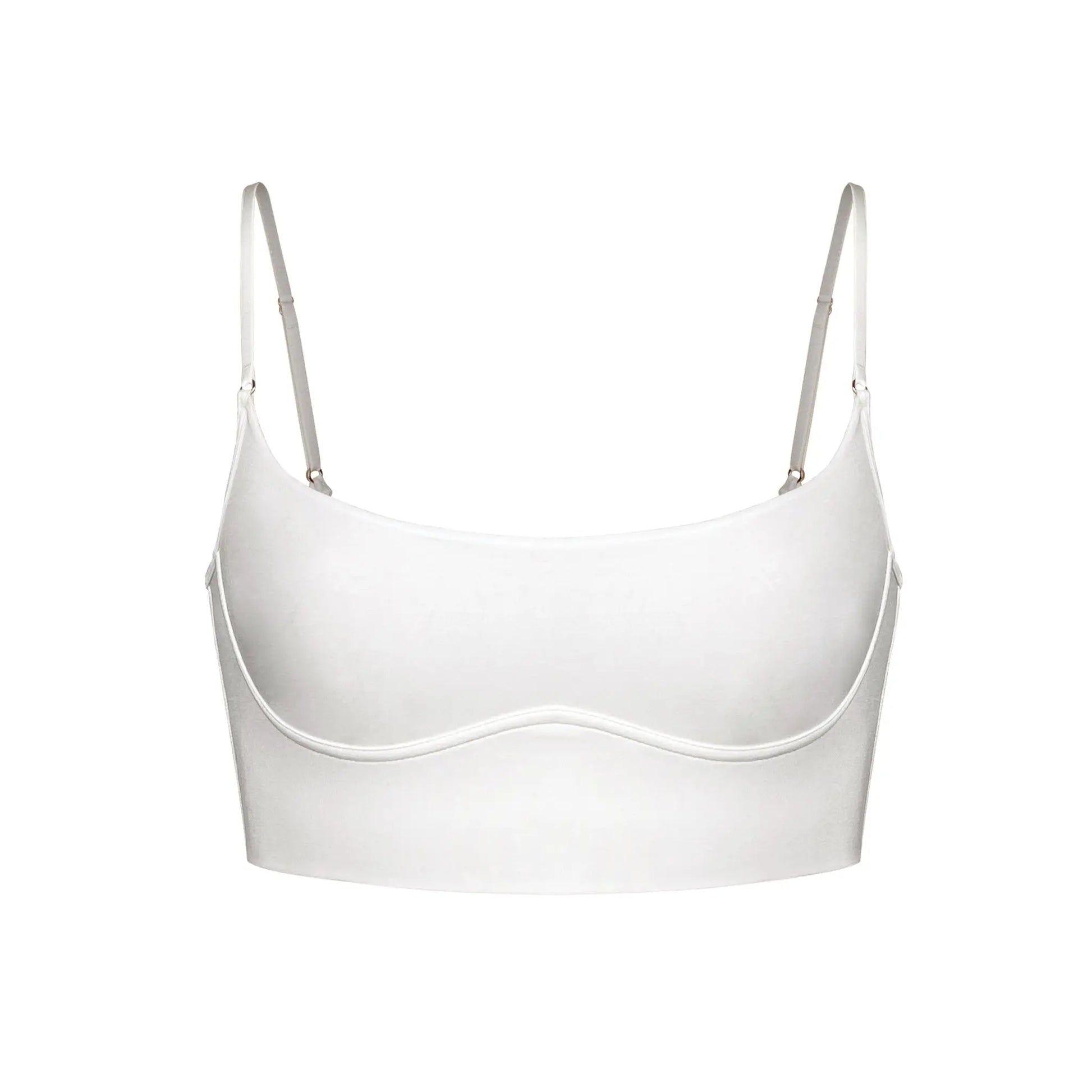 White modal long line bralette, fully lined with adjustable shoulder straps
