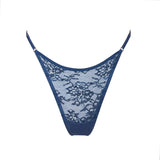 Product thumbnail Wild Lace Adjustable Thong Dark Denim Blue - Monique Morin Lingerie