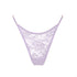 Pale purple stretch lace thong with adjustable side straps