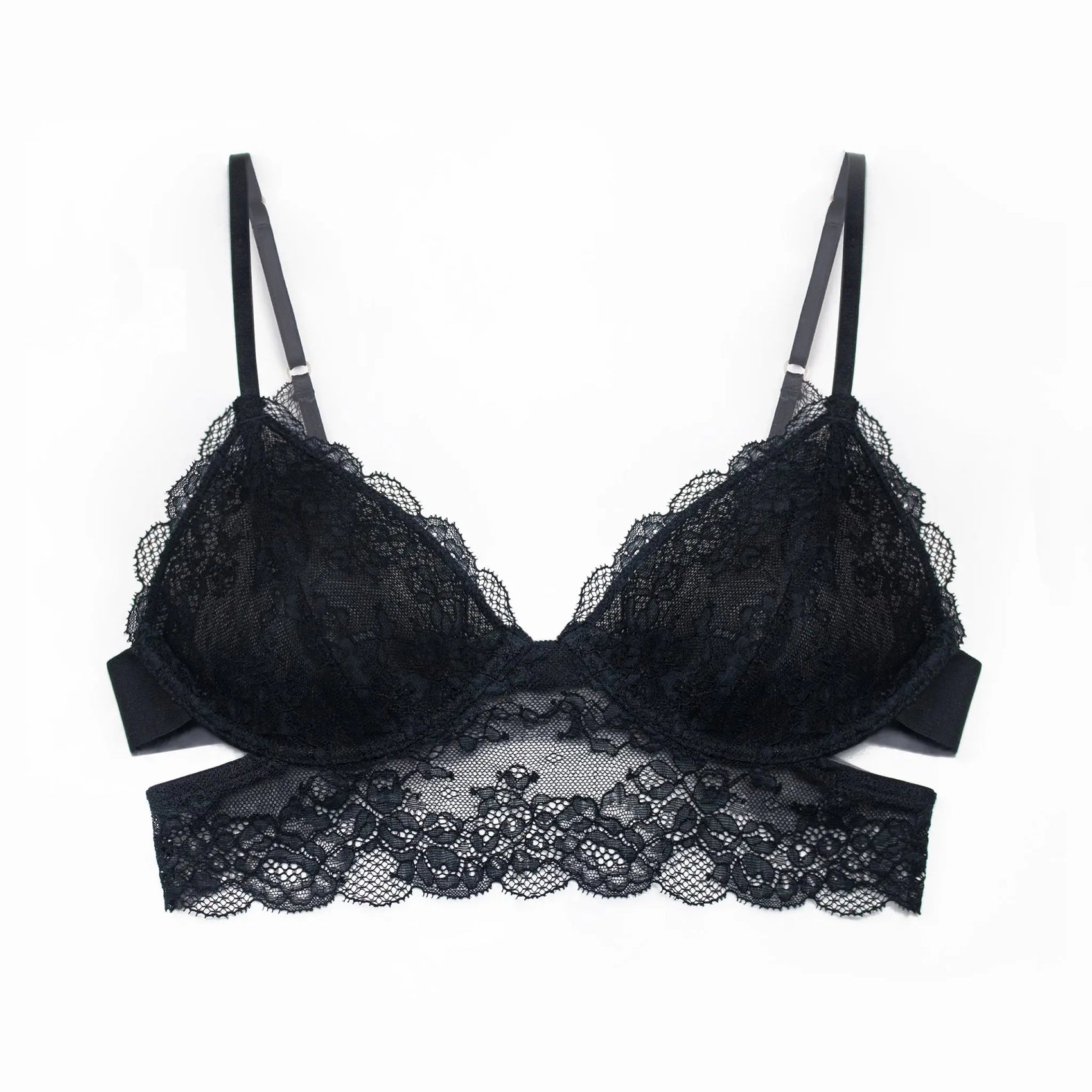 Wild Lace Long Line Bra Black - Monique Morin