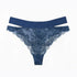 Blue stretch lace cheeky panty with side cut-outs and wide elastic band