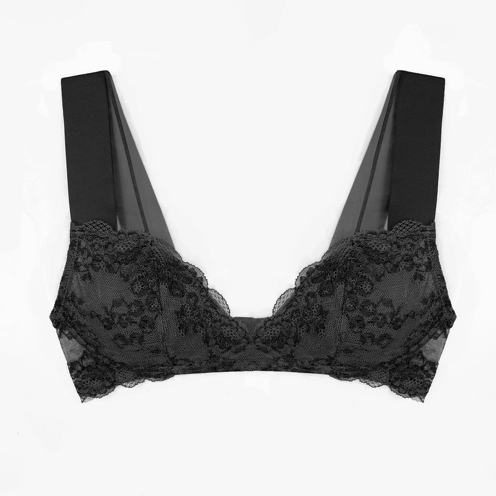 Wild Lace Plunge Bralette Black - Monique Morin