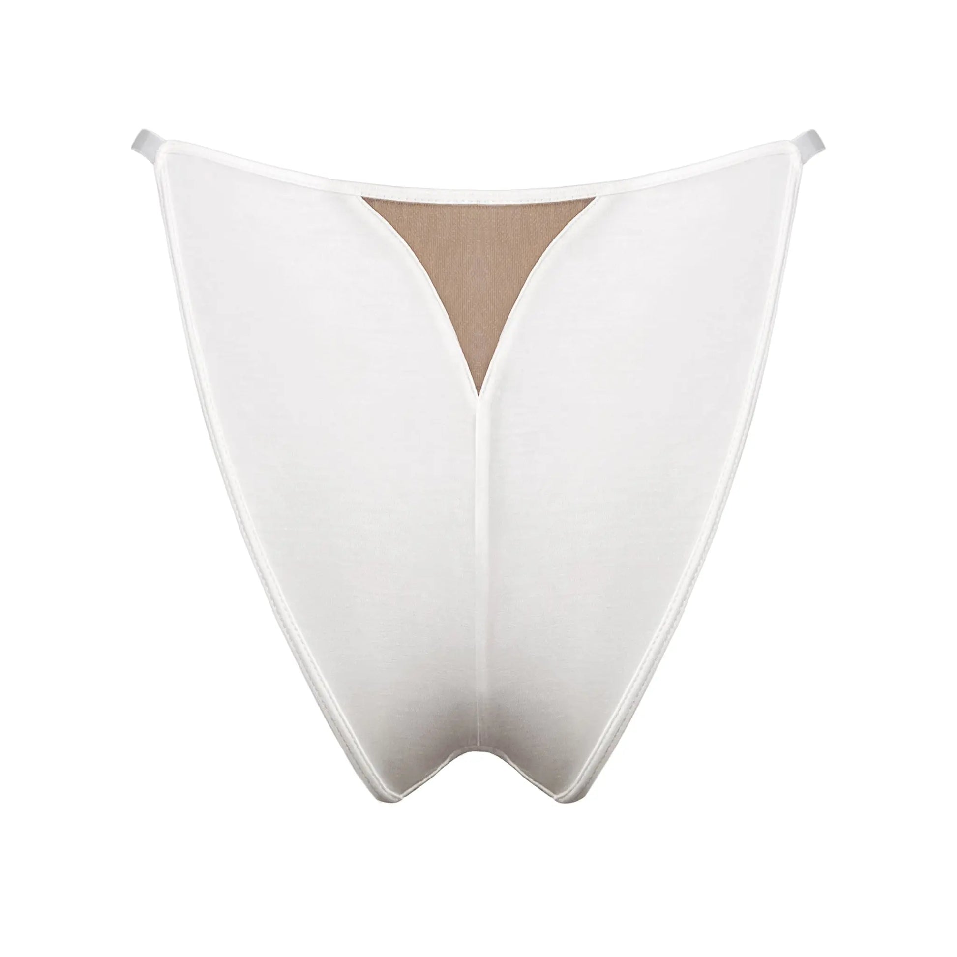 White modal bikini with narrow back coverage and adjustable side strap