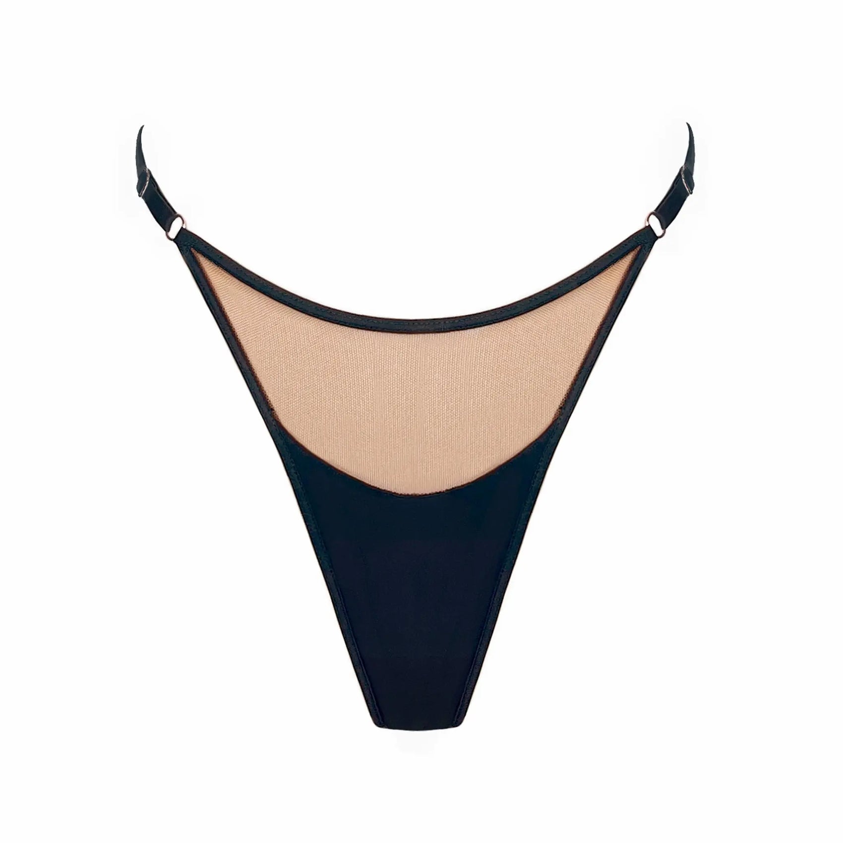 Black modal thong with adjustable side strap