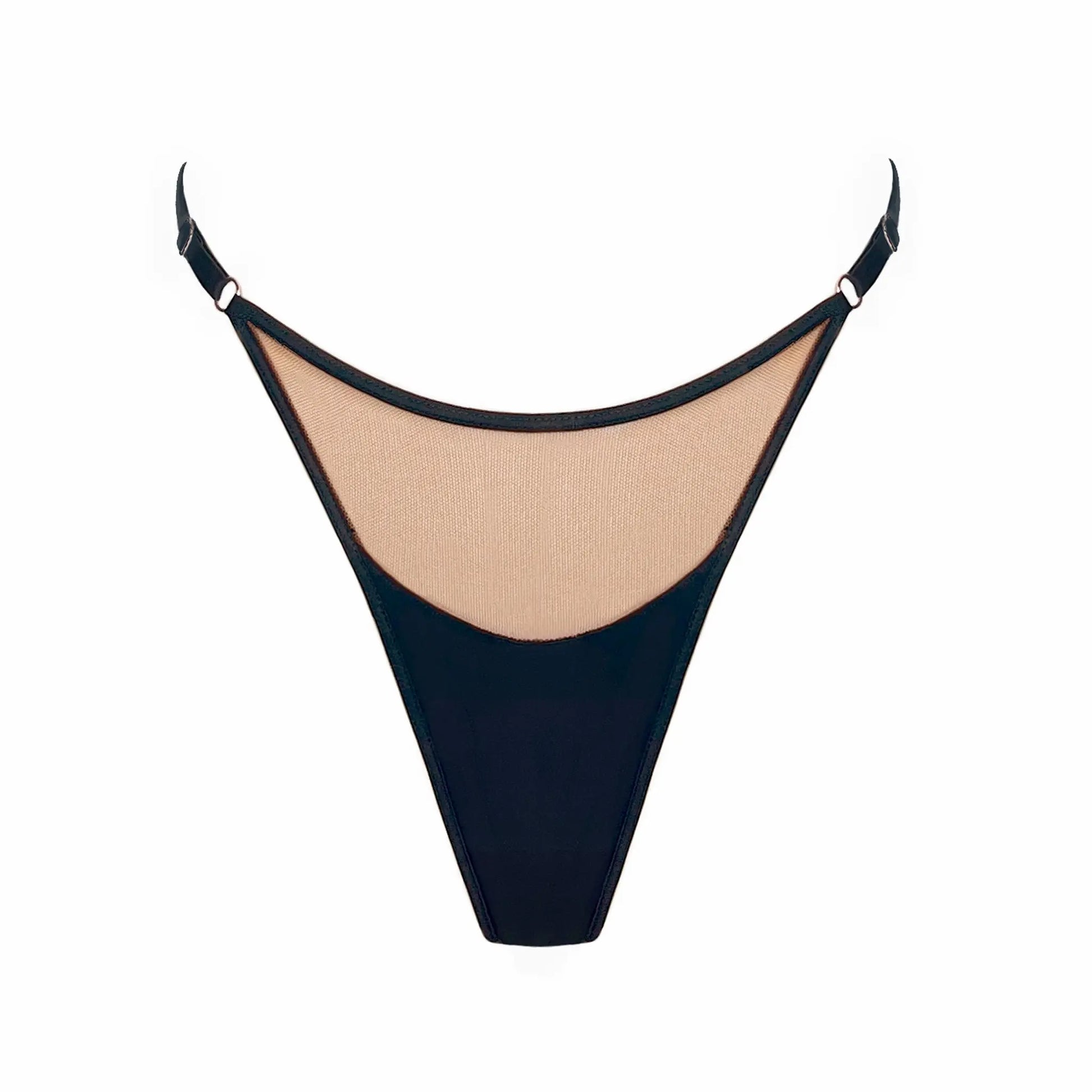 Black modal thong with adjustable side strap