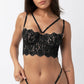 Black lace underwire bustier with high support, adjustable straps and adjustable back closure